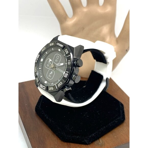 Citizen Mens Watch JY1007-12E CZ Smart Smartwatch Hybrid Black White Rubber 44mm - Picture 2 of 14